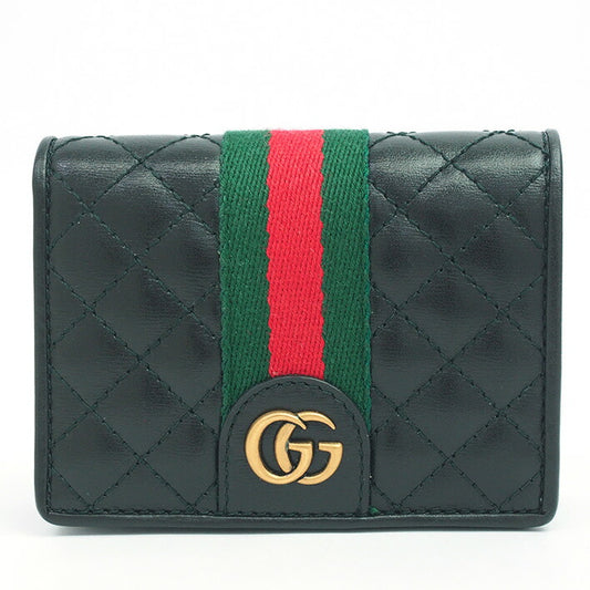 [返回确定] [像新的] Gucci GG古董金支架Web 536453 ・493075女士[Bi -fold Wallet]