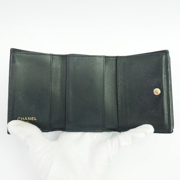 [返回确定] [二手] [美丽的商品] Chanel W Hook cc徽标紧凑型钱包可可A70796女士[bi -fold Wallet] [Gooda Poins]