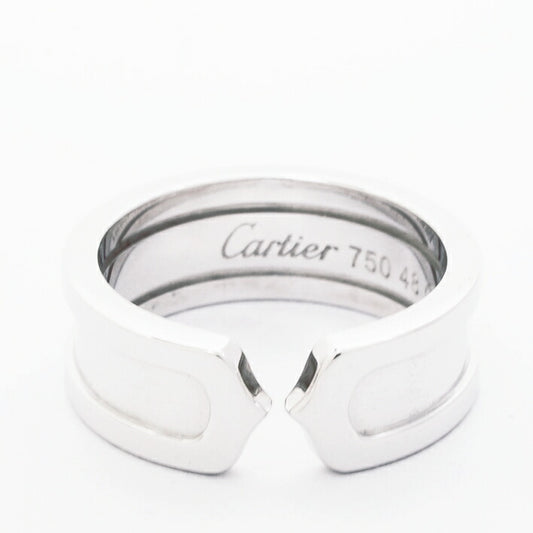 【返品OK】 カルティエ サイズ 指輪 2C C2 ドゥーブルC ロゴリング 18金ホワイトゴールド サイズ48 ブランド Cartier ギフト プレゼント 送料無料 新品仕上げ済み 中古