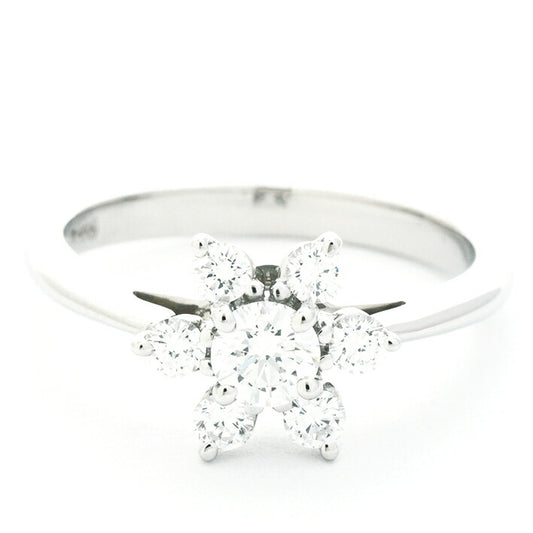[返回OK] Tiffany Ring Ring Flower Motif Diamond Ring Platinum 950品牌Tiffany＆Co。