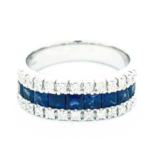 [返回OK] Damiani Ring Ring Ring Ring Ring Sapphire钻石正方形环18金色白金13品牌Damiani礼物礼物免费送货