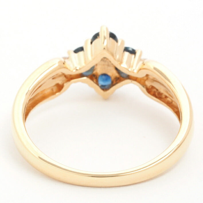 [返回OK] Ponte Vequo Ring Ring Ring Ring Flower Motif Sapphire＆Mele Dier Ring 18金黄金编号11.5品牌Ponte Vecchio免费送货用过的礼物出席新成品