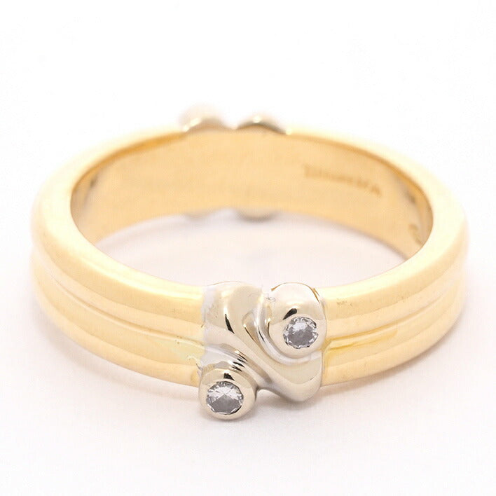 [返回确定] [新成品]蒂芙尼戒指2P钻石戒指18金黄金/18金黄金13号品牌Tiffany＆Co。免费送货用过的礼物出席