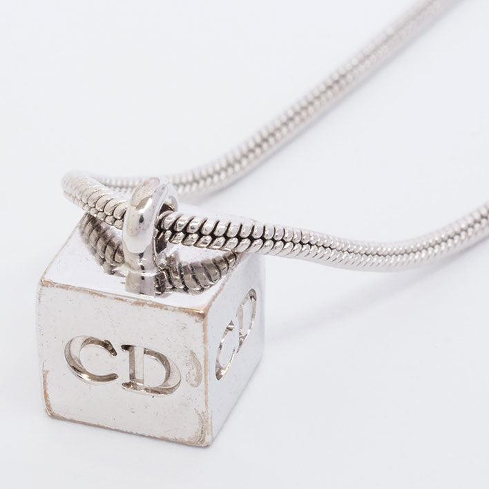[返回OK] Christian Dior CD徽标立方体主题蛇链银色[吊坠]