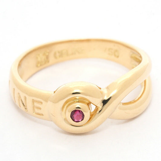 [return ok] [新完成]席琳·鲁比（Celine Ruby） - 风格的宝石徽标环K18YG 4号[ring]