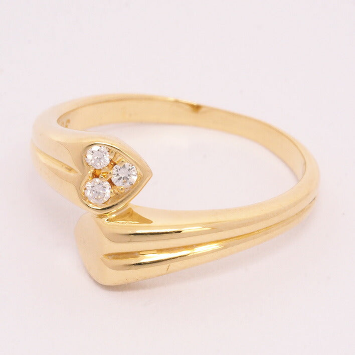 [返回OK] [新完成] Christian Dior Heart Pave Diamond Ring K18YG 10 [ring]