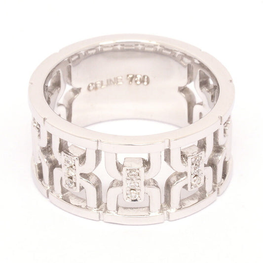 [返回OK] [新完成] Celine Omotoru Blazon Motif Pave Diamond wide Ring k18wg编号12 [戒指]