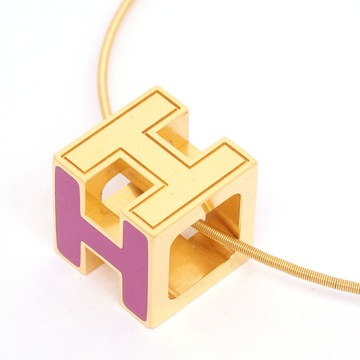 [返回OK] Hermes Cage Doach H Cube紫色X金色[吊坠]