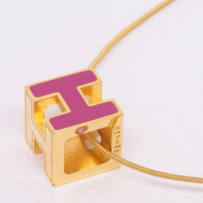 [返回OK] Hermes Cage Doach H Cube紫色X金色[吊坠]