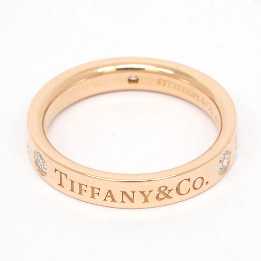 【新品仕上げ済み】ティファニー TIFFANY＆Co. ロゴ 3Pダイヤモンド バンドリング K18PG 6号【指輪】