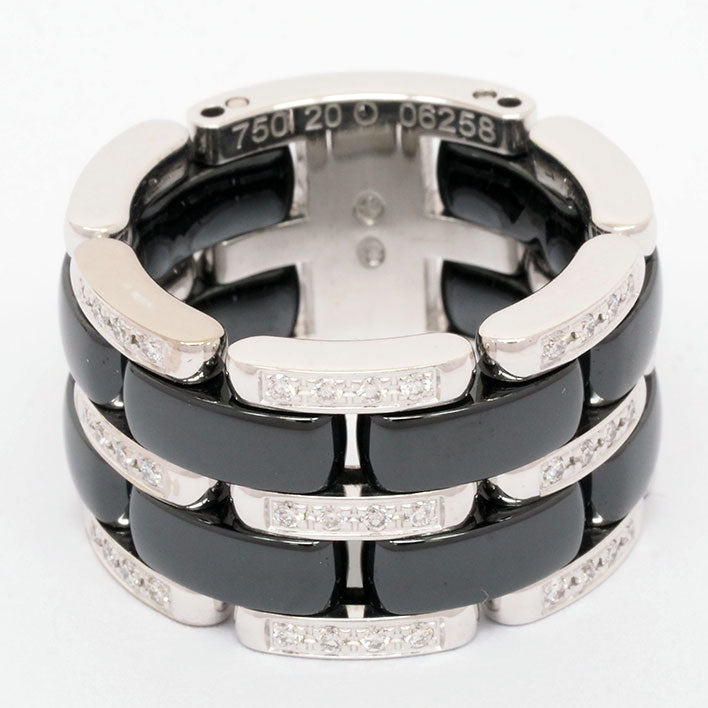 [新完成]香奈儿Ultra Collection Ring Ring Ring Pave Diamond大型K18WG/Ceramic No. 13 [RING]