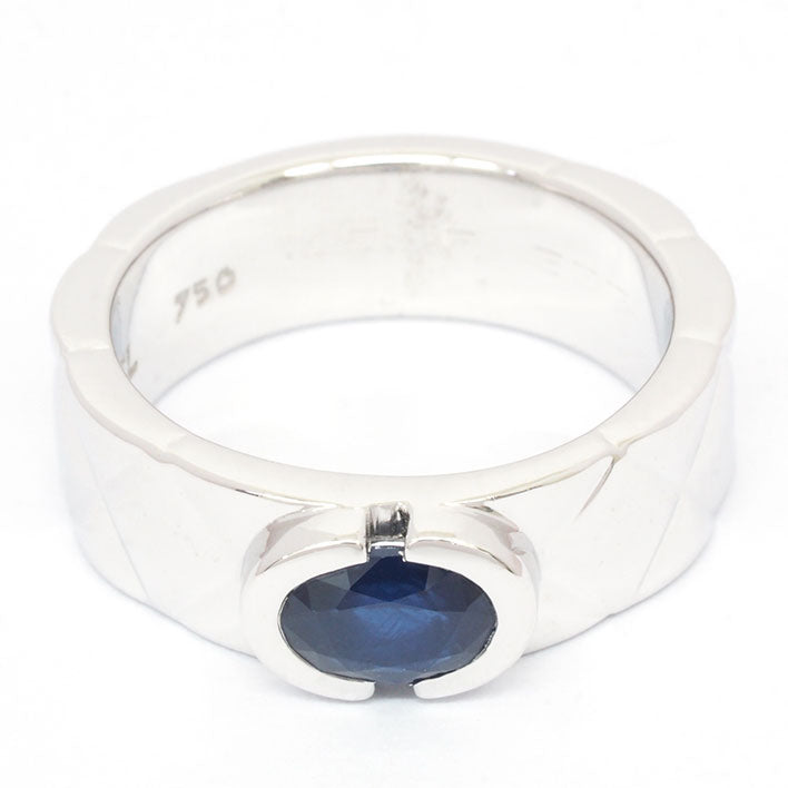 [返回确定] [新完成]香奈儿Matrasse技术椭圆形蓝宝石宽戒指K18WG编号12 [ring]